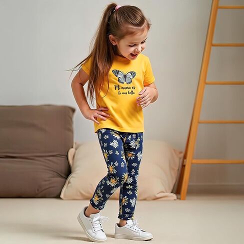 Girls Vibrant Tie-Dye Leggings Toddler and tee set summer 2 piece outfit 3-9 Years (140,P8392) in Saudi Arabia