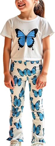 Girls Vibrant Tie-Dye Leggings Toddler and tee set summer 2 piece outfit 3-9 Years (140,P8392) in Saudi Arabia
