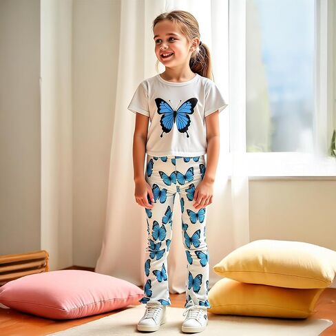 Girls Vibrant Tie-Dye Leggings Toddler and tee set summer 2 piece outfit 3-9 Years (140,P8392) in Saudi Arabia