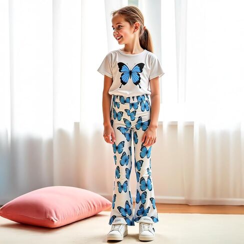 Girls Vibrant Tie-Dye Leggings Toddler and tee set summer 2 piece outfit 3-9 Years (140,P8392) in Saudi Arabia