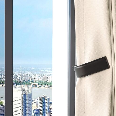 OCIOLI 2 Pack Wall Mounted U-Shaped Curtain Tiebacks & Holdbacks, Curtain Pull Backs Waterproof PU Leather Rustic Drapery Hooks for Indoor/Outdoor Drapes (2, White) in Saudi Arabia