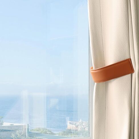 OCIOLI 2 Pack Wall Mounted U-Shaped Curtain Tiebacks & Holdbacks, Curtain Pull Backs Waterproof PU Leather Rustic Drapery Hooks for Indoor/Outdoor Drapes (2, White) in Saudi Arabia