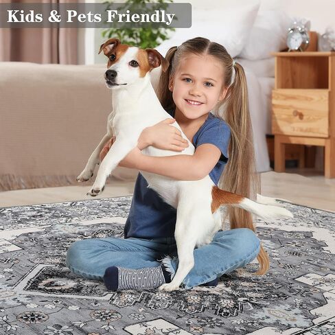 سجادة منطقة نوحاس 6x9 سجادة قابلة للغسل رمادية وأزرق سجاد كبير لغرفة المعيش in Kuwait