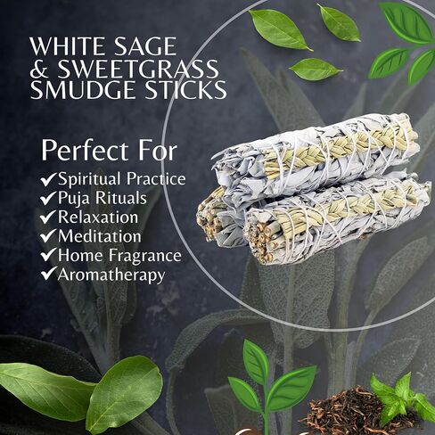 White Sage Mix Smudge Sticks 3 Pack for Cleansing, Meditation, Yoga, and Smudging | Cedar, Rosemary, Eucalyptus, & Juniper (White & Rosemary) in Saudi Arabia