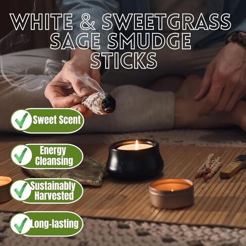White Sage Mix Smudge Sticks 3 Pack for Cleansing, Meditation, Yoga, and Smudging | Cedar, Rosemary, Eucalyptus, & Juniper (White & Rosemary) in Saudi Arabia
