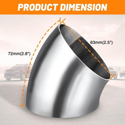 2.5 Inch 45 Degree SS304 Stainless Steel Bend Tube Exhaust Elbow Pipe for Car Customized Modified Exhaust System-4pcs in Saudi Arabia