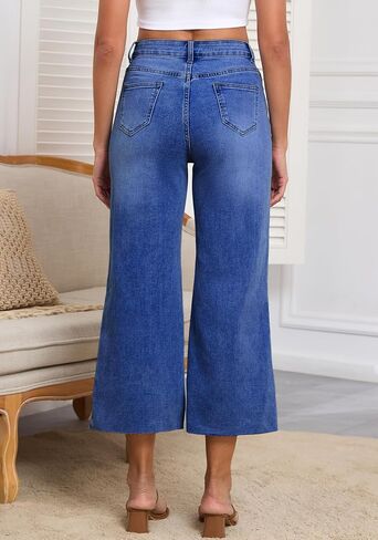 Women's Wide Leg Jeans High Waist Straight Leg Stretchy Ripped Jeans for Womens in Saudi Arabia