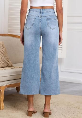 Women's Wide Leg Jeans High Waist Straight Leg Stretchy Ripped Jeans for Womens in Saudi Arabia
