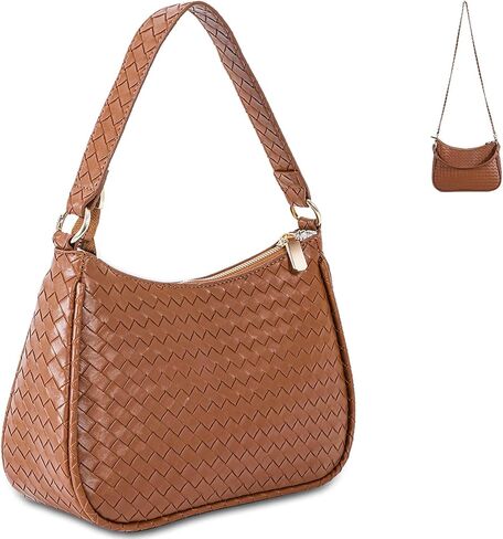 Woven Shoulder Bag for Women Gifts Detachable Strap Vegan Leather Hobo Handbag Purses Quilted Crossbody Crescent Mini Clutch in Saudi Arabia
