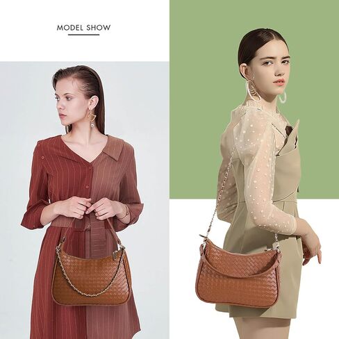 Woven Shoulder Bag for Women Gifts Detachable Strap Vegan Leather Hobo Handbag Purses Quilted Crossbody Crescent Mini Clutch in Saudi Arabia