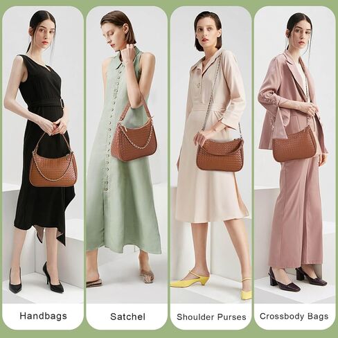 Woven Shoulder Bag for Women Gifts Detachable Strap Vegan Leather Hobo Handbag Purses Quilted Crossbody Crescent Mini Clutch in Saudi Arabia