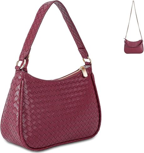 Woven Shoulder Bag for Women Gifts Detachable Strap Vegan Leather Hobo Handbag Purses Quilted Crossbody Crescent Mini Clutch in Saudi Arabia
