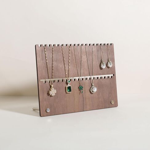 GemeShou Wooden jewelry organizer board for lightweight small necklace, Walnut necklace display stand for selling, necklace storage organizer for boutique store【Necklace board-short】 in Saudi Arabia