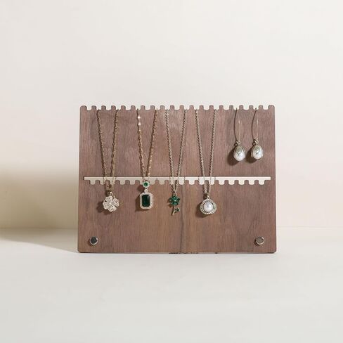 GemeShou Wooden jewelry organizer board for lightweight small necklace, Walnut necklace display stand for selling, necklace storage organizer for boutique store【Necklace board-short】 in Saudi Arabia