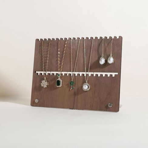 GemeShou Wooden jewelry organizer board for lightweight small necklace, Walnut necklace display stand for selling, necklace storage organizer for boutique store【Necklace board-short】 in Saudi Arabia