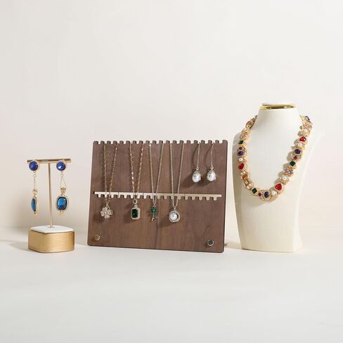 GemeShou Wooden jewelry organizer board for lightweight small necklace, Walnut necklace display stand for selling, necklace storage organizer for boutique store【Necklace board-short】 in Saudi Arabia