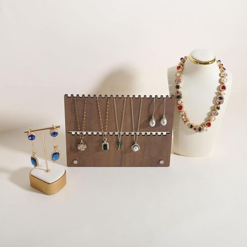 GemeShou Wooden jewelry organizer board for lightweight small necklace, Walnut necklace display stand for selling, necklace storage organizer for boutique store【Necklace board-short】 in Saudi Arabia