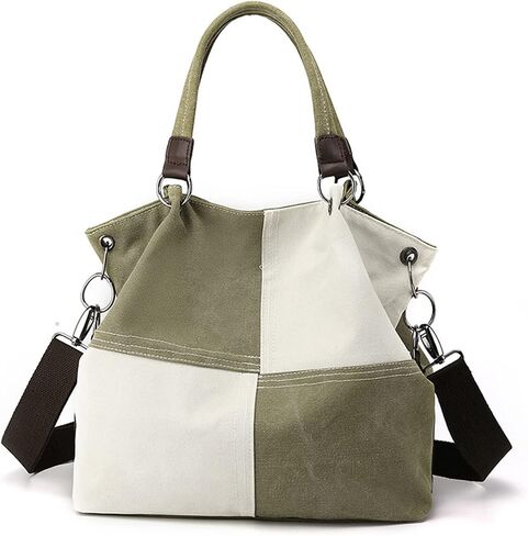 Women Canvas Shoulder Tote Handbag - Casual Top Handle Multi-Pocket Crossbody Satchel Messenger in Kuwait