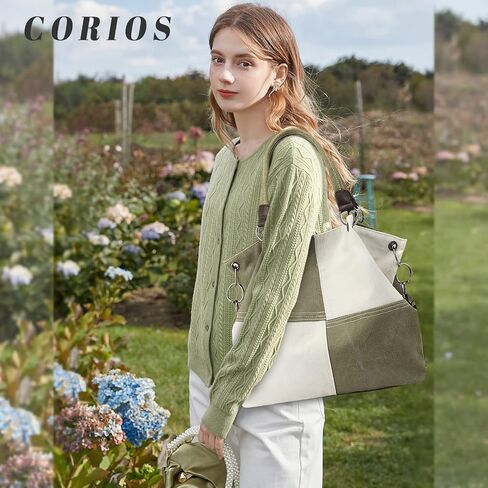 Women Canvas Shoulder Tote Handbag - Casual Top Handle Multi-Pocket Crossbody Satchel Messenger in Kuwait