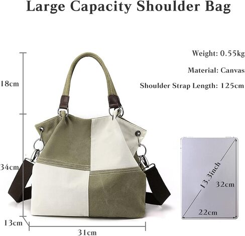 Women Canvas Shoulder Tote Handbag - Casual Top Handle Multi-Pocket Crossbody Satchel Messenger in Kuwait