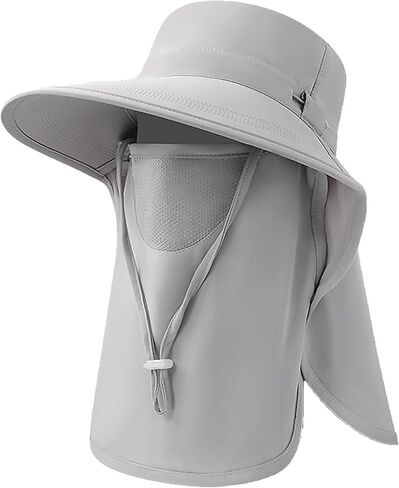 Sun Hat for Men Women, Outdoor UV Sun Protection Wide Brim Hat with Face Cover Neck Flap for Fishing Hiking Hats in Saudi Arabia