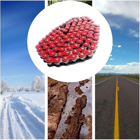 Motorcycle 420 Chain 108 Links Anti-Rust Coating Drive Chain Powersports Parts for Honda Apollo Yamaha 50cc ~ 150cc SSR ATV Street Bike All-Road Dirt Pit Bike Accessories (Red) in Kuwait