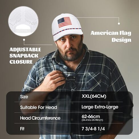 كبير الحجم XL XXL XXXL American Flag Trucker Hat ، قبعات Snapback سريعة المقاومة للماء ، غطاء بيسبول كبير للرجال للرجال رؤوس كبيرة in Kuwait