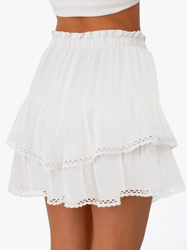 شورت Springcmy Womens Flowy Summer Boho High Weist Mini Pleated Tiered Tiered Tiered Golf Tennis Shorts Skirts in Kuwait