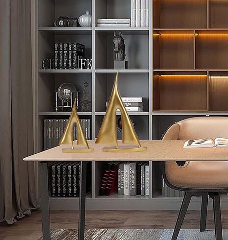 2 عبوة الذهب تزيين الشراع الزوارق القارب النحت للمنزل ديكور القارب الحديثة تمثال ديكور البحرية لمكتب غرفة المعيشة مكتب رف الطاولة in Kuwait