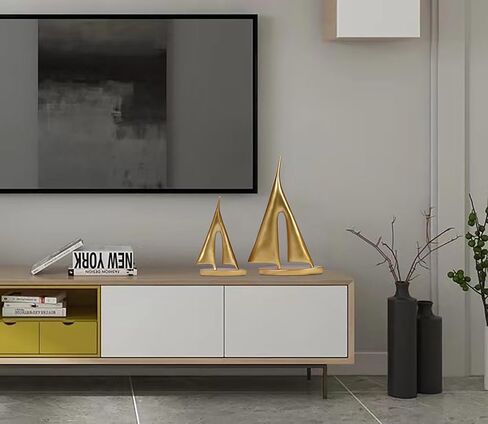 2 عبوة الذهب تزيين الشراع الزوارق القارب النحت للمنزل ديكور القارب الحديثة تمثال ديكور البحرية لمكتب غرفة المعيشة مكتب رف الطاولة in Kuwait