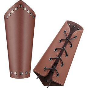 حرس ذراع من الجلد Haquil Mens Viking Viking Mediable Leather Buckle Bracle Bracers for LARP دور (قطعة واحدة)