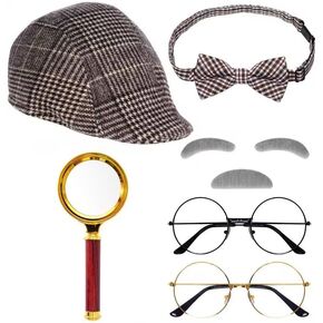 Yookat 6 Pieces Detective Costume Detective Hat Detective Costume Accessories Set