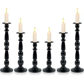 Silver Metal Candlesticks Set of 3, Pillar Taper Candle Holders, Metal Centerpiece Tall Candlesticks Set Candle Holders for Wedding Table Centerpieces, Living Room, Dining Room, Fireplace