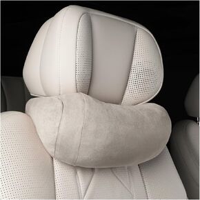 Car Headrest Pillow, Comfortable Breathable Memory Foam Vehicle Seat Neck Rest Cushion, Ergonomic Auto Interior Neck Support Protector for Pain Relief, Universal for Most Cars (Beige)