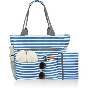 Beach Bag-Tote Bags for Women Waterproof Sandproof Beachs totes with zipper for Family Vacation Essential in Kuwait