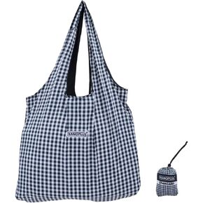 Ultimate Packable Travel Tote Bag - Reusable Shopping Bag - Compact & Portable & Lightweight (Gingham check, Standard)