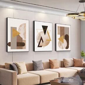 QKF Minimalist Abstraction Canvas Wall Art Decor Home Deco 3 Piece Fashion Geometric Graphical Pictures Modern Bedroom Room Bathroom Posters & Prints 16“X 24"