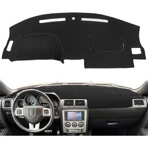 Dash Cover Mat for Dodge Challenger with Light Sensor w/o Speaker Cutout, Dashboard Pad Carpet Protector K185 (Black)