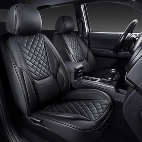 Tacoma Seat Covers Full Set 2016-2023, Leather Pickup Truck Seat Covers with Lumbar Support Custom Fit for Toyota Tacoma Double/Crew Cab SR SR5 TRD Sport TRD Off-Road TRD Pro(Black)