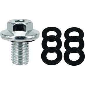 M12x1.75 Oil Drain Plug Pilot Point with Insert Gasket Replace 090-175CD,090-175.1,65430,653076US, 653086US,11519933,11562588 with 6pcs Rubber Washer,Fits for Buick Chevrolet Cadillac GMC Hummer