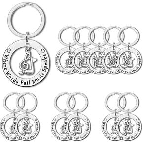 12Pcs Music Keychain Inspirational Gifts for Music Lovers Music Student Teacher Team Musician Jewelry Music Party Favors Gifts Guitar Piano Player Drummer Encouragement Gifts Christmas Birthday Gifts