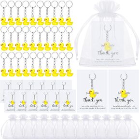 Quelay 162 Pcs Employee Appreciation Gifts 52 Pcs Mini Duck Keychain with Thank You Card Graduation Keychain Gift for Cruising Party Favors