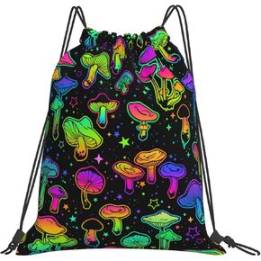 حقائب Botizr الرباطية Trippy Mushroom أكياس الرباط المقاومة للماء حقيبة رياضية رياضية للنساء أكياس سلسلة لليوغا الشاطئ (1)
