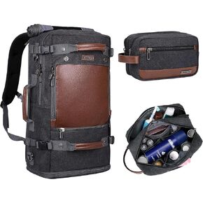 WITZMAN Travel Backpack for Men Carry on Luggage Backpack Duffel bag with Shoe Compartment Toiletry Bag Hanging Dopp Kit Organizer Water-resistant