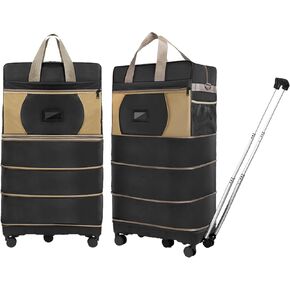 Collapsible Foldable Luggage Bag with Telescoping Handle Expandable Suitcase with Removable Universal Wheels Rolling Large Capacity Travel Bag Duffel Bag for Men Women