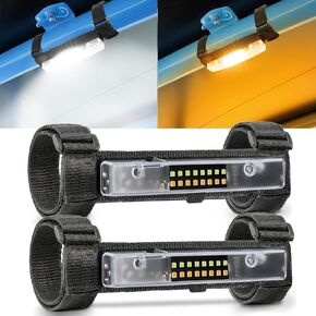 UTV Dome Light Battery Powered Universal Roll Bar Mount LED Interior Light Map Marker Lights for UTV SXS Can Am Polaris RZR Honda Kawasaki Golf Cart Truck Car - White & Amber (2 Packs)