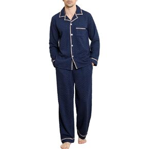 Vulcanodon Mens Pajama Set, Soft Long Sleeve Pajamas for Men with Pockets & Front Fly Luxury Button Down Men's Sleepwear in Kuwait