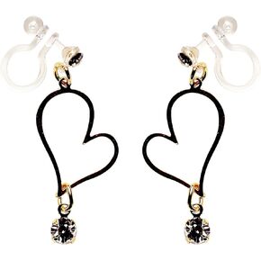 Miyabi Grace Grace Women Women's Negant Gold Heart with Crystal Rhinestone Invisible Clip on Mostring