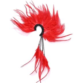 Feather Ear Earrings Rhinestone Pendant Women No Piercing Ear Clip Accessorie for Bridal Wedding Jewelry Dance Party
