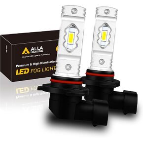 Alla Lighting 9145 H10 LED Fog Lights Bulbs PY20D 9155 9140, 6500K Xenon White ETI 56-SMD 3800 Lumens Super Bright 12V Replacement
